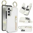 For Samsung Galaxy S24+ 5G Litchi Texture Zipper Double Buckle Card Bag Phone Case(White) - 1