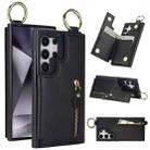 For Samsung Galaxy S24 Ultra 5G Litchi Texture Zipper Double Buckle Card Bag Phone Case(Black) - 1