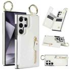 For Samsung Galaxy S24 Ultra 5G Litchi Texture Zipper Double Buckle Card Bag Phone Case(White) - 1