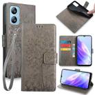 For Blackview A52 Tree & Deer Embossed Leather Phone Case(Grey) - 1