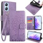 For Blackview A52 Tree & Deer Embossed Leather Phone Case(Purple) - 1