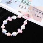 Laser Pearl Heart Bead Chain Anti-lost Short Lanyard(Pink) - 1