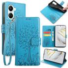 For Huawei Nova 10 SE Tree & Deer Embossed Leather Phone Case(Blue) - 1