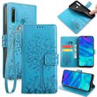 For Huawei P Smart+ 2019 / Enjoy 9S Tree & Deer Embossed Leather Phone Case(Blue) - 1