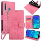 For Huawei P Smart+ 2019 / Enjoy 9S Tree & Deer Embossed Leather Phone Case(Pink) - 1