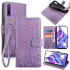 For Huawei Y9S Global Tree & Deer Embossed Leather Phone Case(Purple) - 1