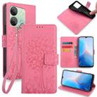 For Infinix Smart 7 HD Tree & Deer Embossed Leather Phone Case(Pink) - 1