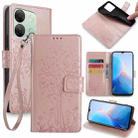 For Infinix Smart 7 HD Tree & Deer Embossed Leather Phone Case(Rose Gold) - 1