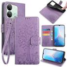 For Infinix Smart 7 HD Tree & Deer Embossed Leather Phone Case(Purple) - 1