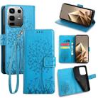 For Infinix Note 50 4G Tree & Deer Embossed Leather Phone Case(Blue) - 1