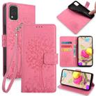 For LG K42 Tree & Deer Embossed Leather Phone Case(Pink) - 1