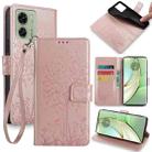 For Motorola Edge 40 5G Tree & Deer Embossed Leather Phone Case(Rose Gold) - 1