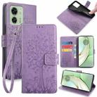 For Motorola Edge 40 5G Tree & Deer Embossed Leather Phone Case(Purple) - 1