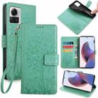For Motorola Edge X30 Pro 5G Tree & Deer Embossed Leather Phone Case(Green) - 1