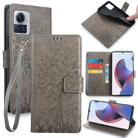 For Motorola Edge X30 Pro 5G Tree & Deer Embossed Leather Phone Case(Grey) - 1