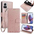 For Motorola Edge X30 Pro 5G Tree & Deer Embossed Leather Phone Case(Rose Gold) - 1