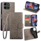 For Motorola Moto G 5G 2025 Tree & Deer Embossed Leather Phone Case(Grey) - 1