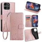 For Motorola Moto G 5G 2025 Tree & Deer Embossed Leather Phone Case(Rose Gold) - 1