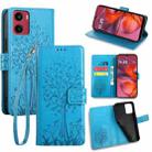 For Motorola Moto G05 Tree & Deer Embossed Leather Phone Case(Blue) - 1