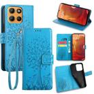 For Motorola Moto G15 / G15 Power Tree & Deer Embossed Leather Phone Case(Blue) - 1