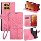 For Motorola Moto G15 / G15 Power Tree & Deer Embossed Leather Phone Case(Pink) - 1