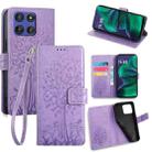 For Motorola Moto G Stylus 5G 2025 Tree & Deer Embossed Leather Phone Case(Purple) - 1