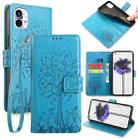 For Nothing Phone 1 Tree & Deer Embossed Leather Phone Case(Blue) - 1