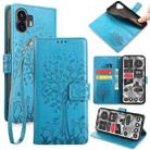 For Nothing Phone 2 Tree & Deer Embossed Leather Phone Case(Blue) - 1