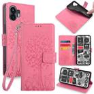 For Nothing Phone 2 Tree & Deer Embossed Leather Phone Case(Pink) - 1