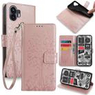 For Nothing Phone 2 Tree & Deer Embossed Leather Phone Case(Rose Gold) - 1