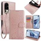 For OPPO Reno10 Pro 5G Tree & Deer Embossed Leather Phone Case(Rose Gold) - 1