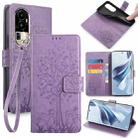 For OPPO Reno10 Pro 5G Tree & Deer Embossed Leather Phone Case(Purple) - 1