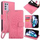 For OPPO K9S Tree & Deer Embossed Leather Phone Case(Pink) - 1