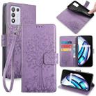For OPPO K9S Tree & Deer Embossed Leather Phone Case(Purple) - 1