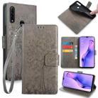 For OPPO A8 / A31 2020 Tree & Deer Embossed Leather Phone Case(Grey) - 1