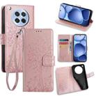 For OPPO Find X8s Tree & Deer Embossed Leather Phone Case(Rose Gold) - 1
