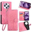 For OPPO Find X8s+ Tree & Deer Embossed Leather Phone Case(Pink) - 1