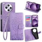 For OPPO Find X8s+ Tree & Deer Embossed Leather Phone Case(Purple) - 1