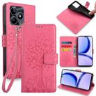 For Realme C53 4G / Narzo N53 4G Tree & Deer Embossed Leather Phone Case(Pink) - 1
