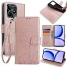 For Realme C53 4G / Narzo N53 4G Tree & Deer Embossed Leather Phone Case(Rose Gold) - 1