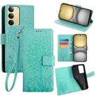 For Realme C75 4G / 14x 5G Global Tree & Deer Embossed Leather Phone Case(Green) - 1