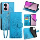 For Realme P3 Pro 5G Global Tree & Deer Embossed Leather Phone Case(Blue) - 1