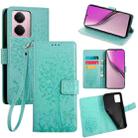 For Realme P3 Pro 5G Global Tree & Deer Embossed Leather Phone Case(Green) - 1