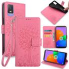 For TCL 403 Tree & Deer Embossed Leather Phone Case(Pink) - 1