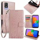 For TCL 403 Tree & Deer Embossed Leather Phone Case(Rose Gold) - 1