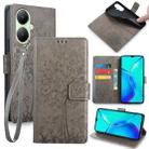 For vivo Y35M+ 5G / Y35+ 5G Tree & Deer Embossed Leather Phone Case(Grey) - 1
