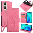 For vivo Y35M+ 5G / Y35+ 5G Tree & Deer Embossed Leather Phone Case(Pink) - 1