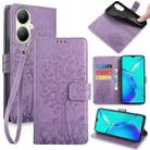 For vivo Y35M+ 5G / Y35+ 5G Tree & Deer Embossed Leather Phone Case(Purple) - 1