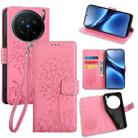 For vivo X200 Pro 5G Tree & Deer Embossed Leather Phone Case(Pink) - 1