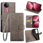 For vivo V50 5G Tree & Deer Embossed Leather Phone Case(Grey) - 1